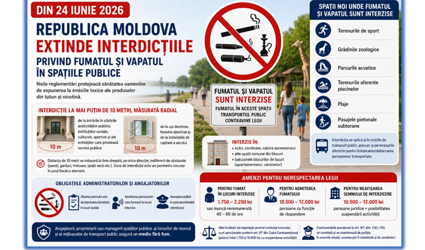 Peste o lună intră în vigoare noile reglementări privind fumatul în spațiile publice. Ce prevede legea și ce amenzi riscă cei care nu o respectă